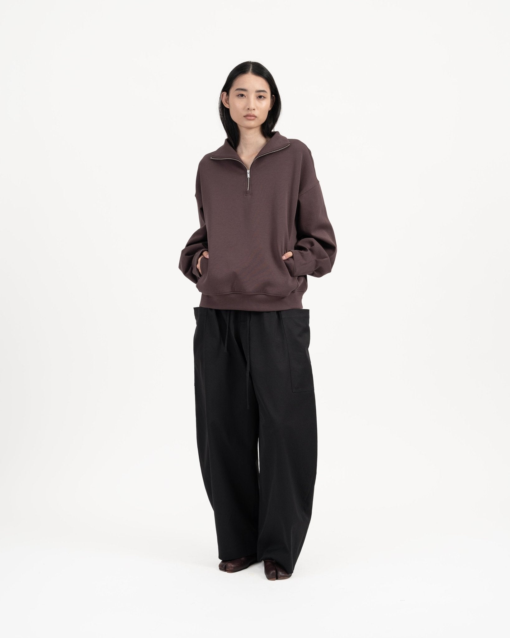 Quarter Zip Pullover - Fig - G R A Y E