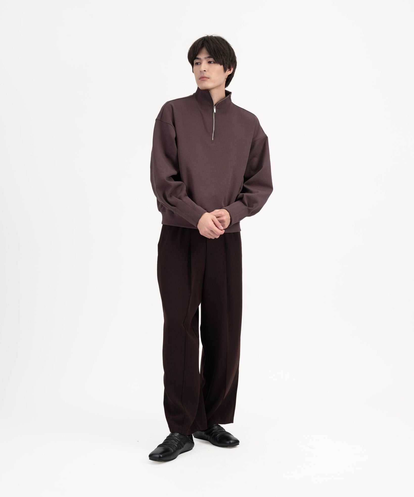 Quarter Zip Pullover - Fig - G R A Y E