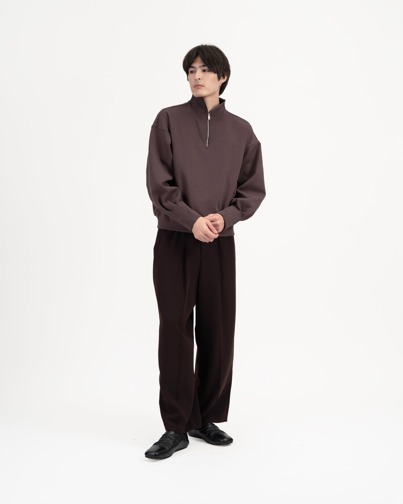 Quarter Zip Pullover - Fig - G R A Y E