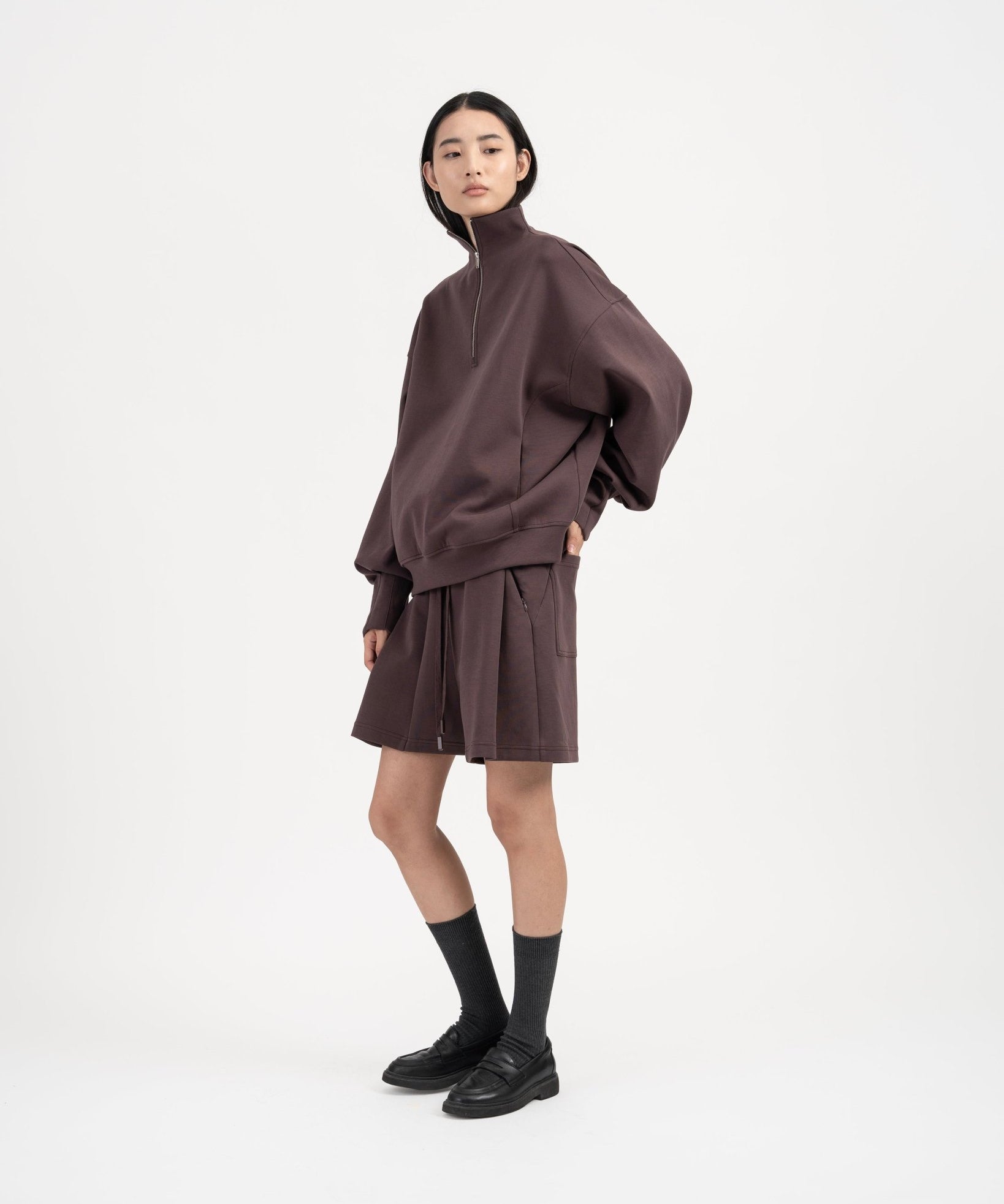 Quarter Zip Pullover - Fig - G R A Y E