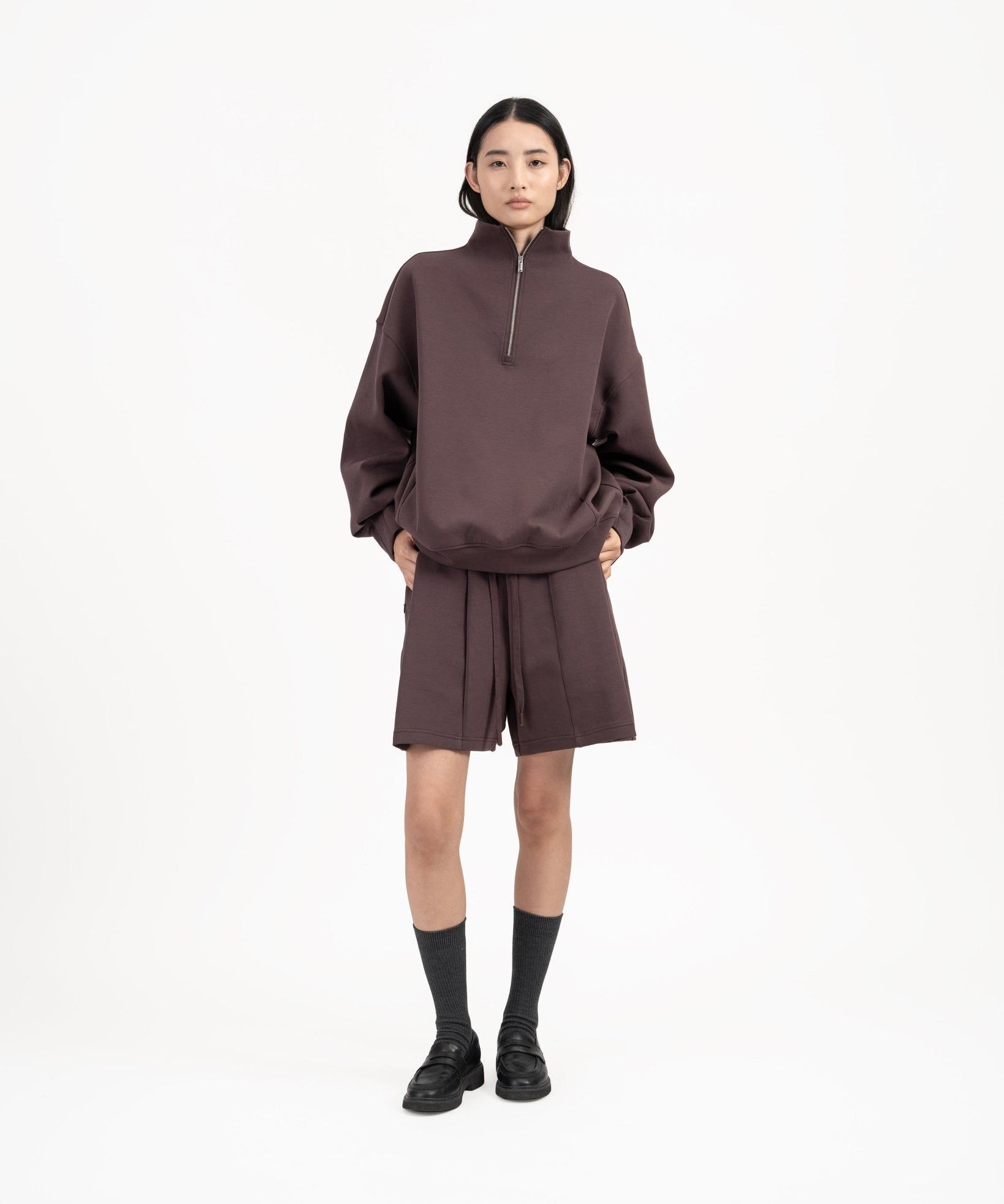 Quarter Zip Pullover - Fig - G R A Y E