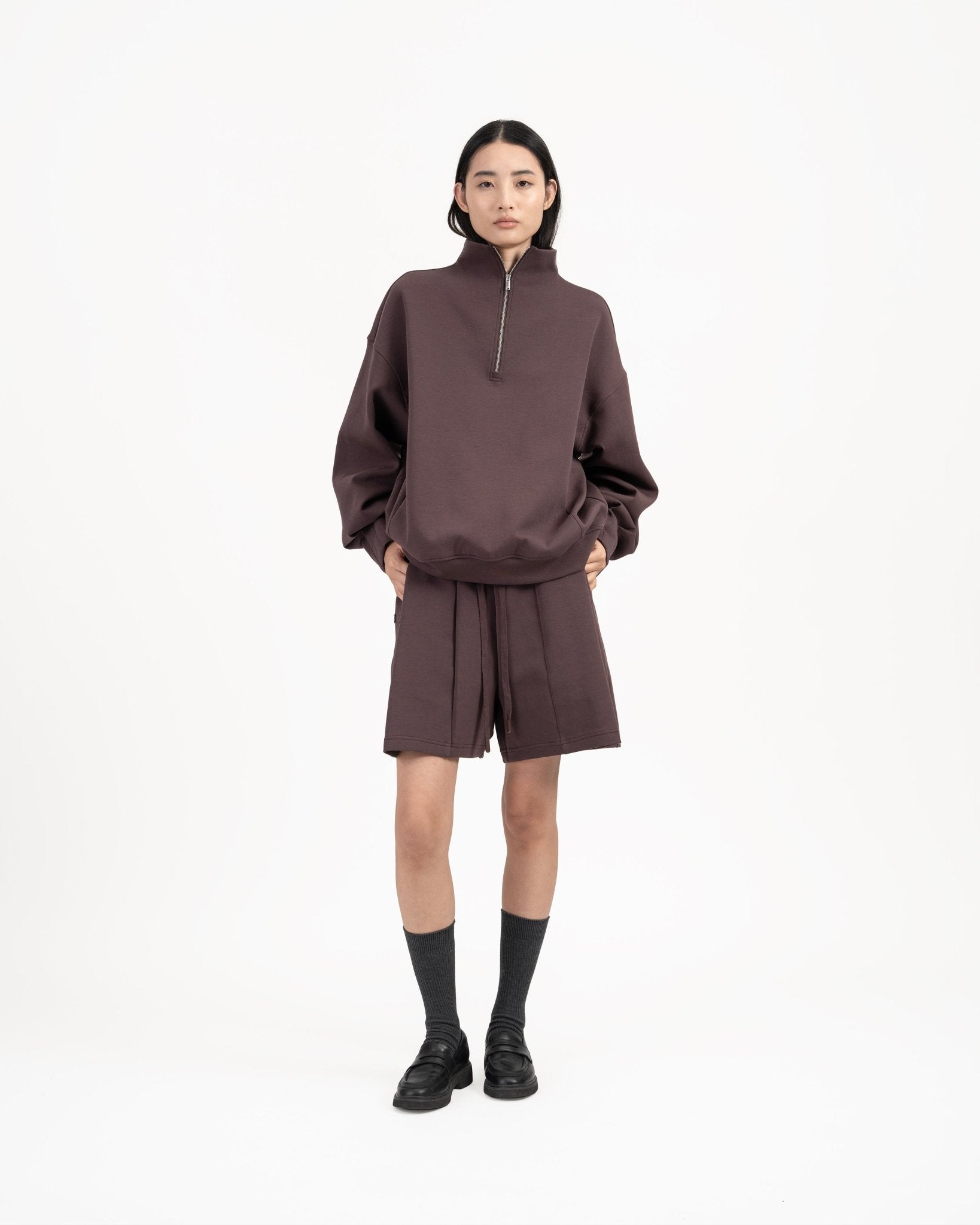 Quarter Zip Pullover - Fig - G R A Y E