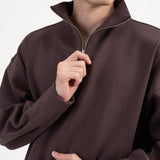 Quarter Zip Pullover - Fig - G R A Y E