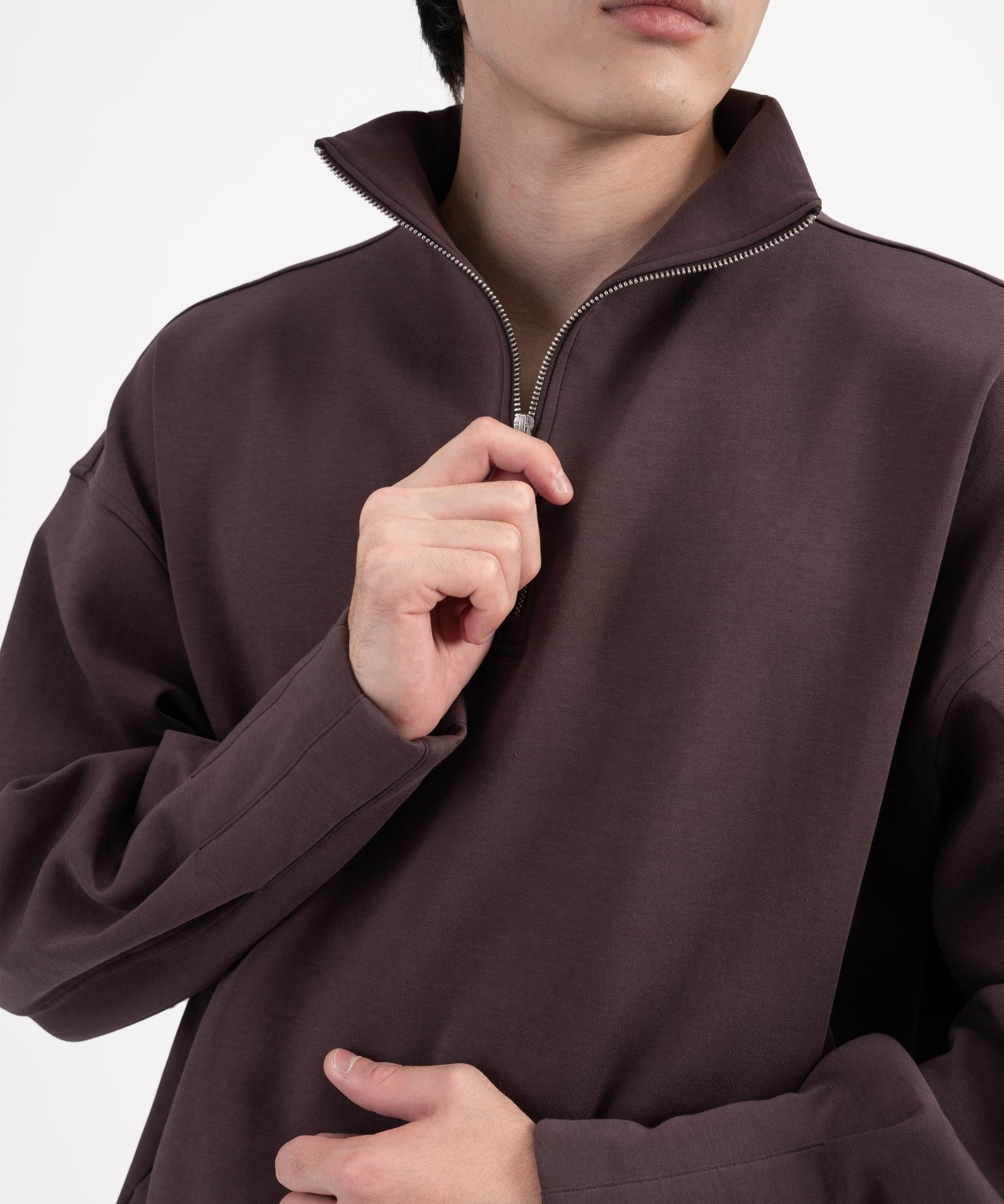 Quarter Zip Pullover - Fig - G R A Y E