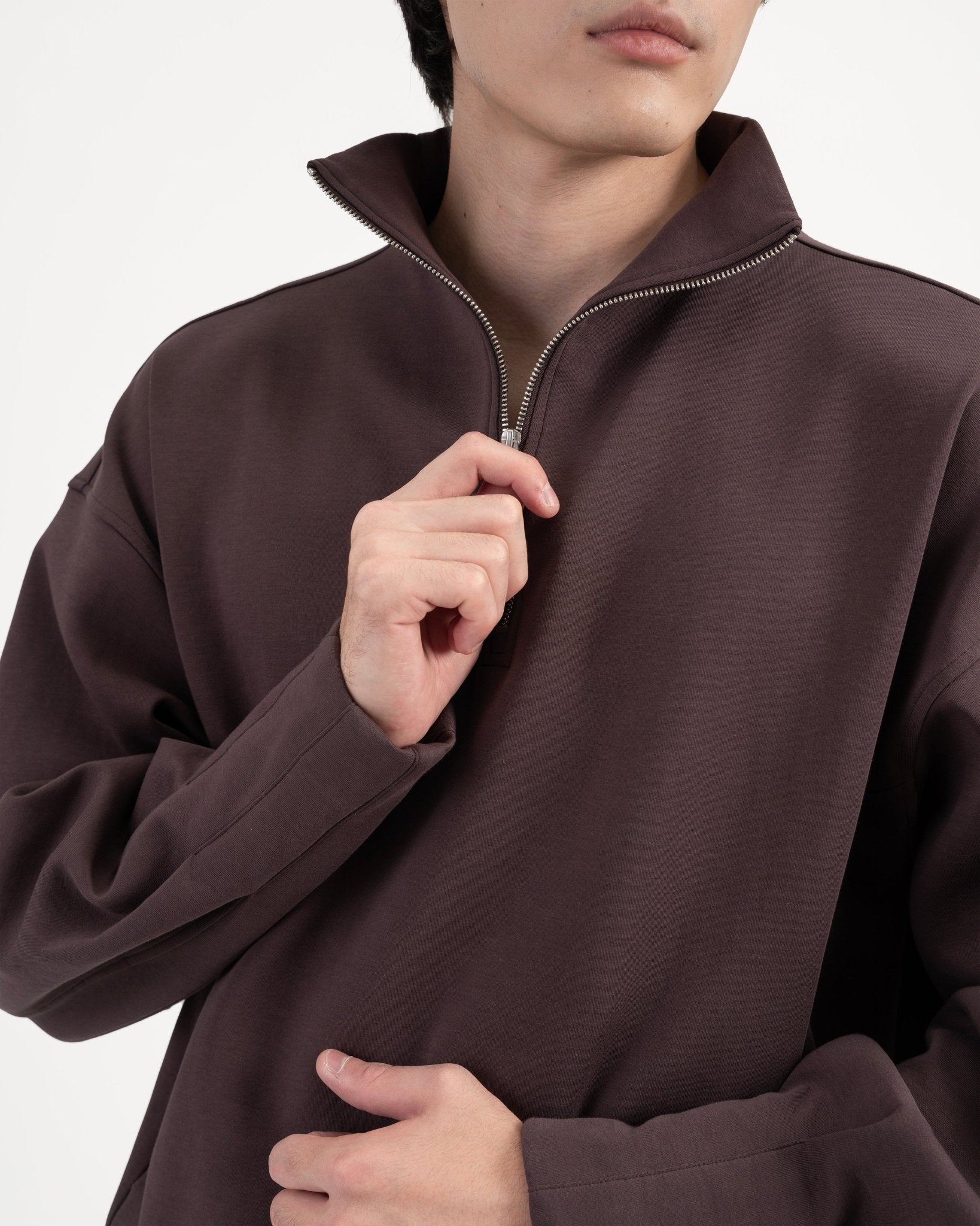 Quarter Zip Pullover - Fig - G R A Y E
