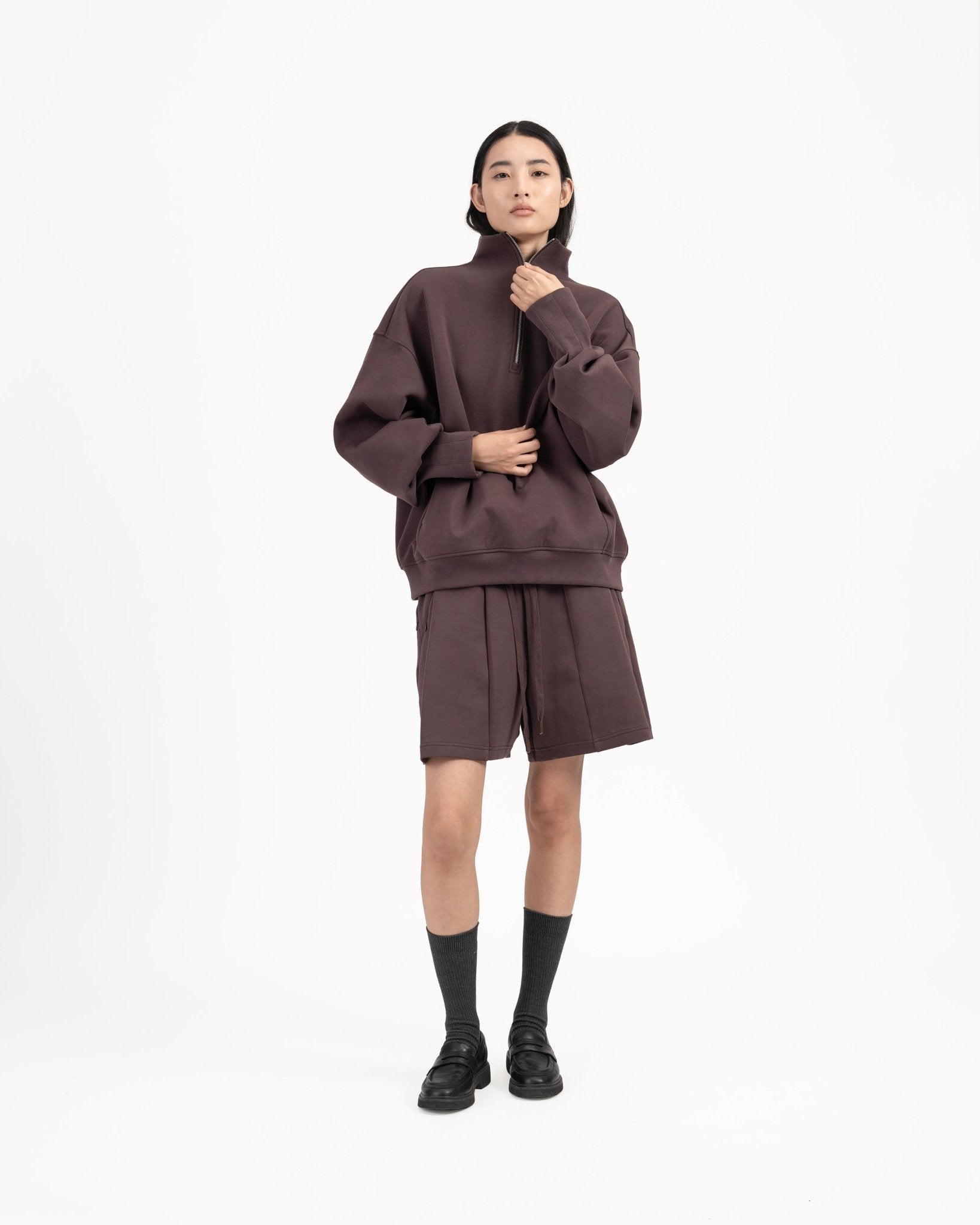 Quarter Zip Pullover - Fig - G R A Y E