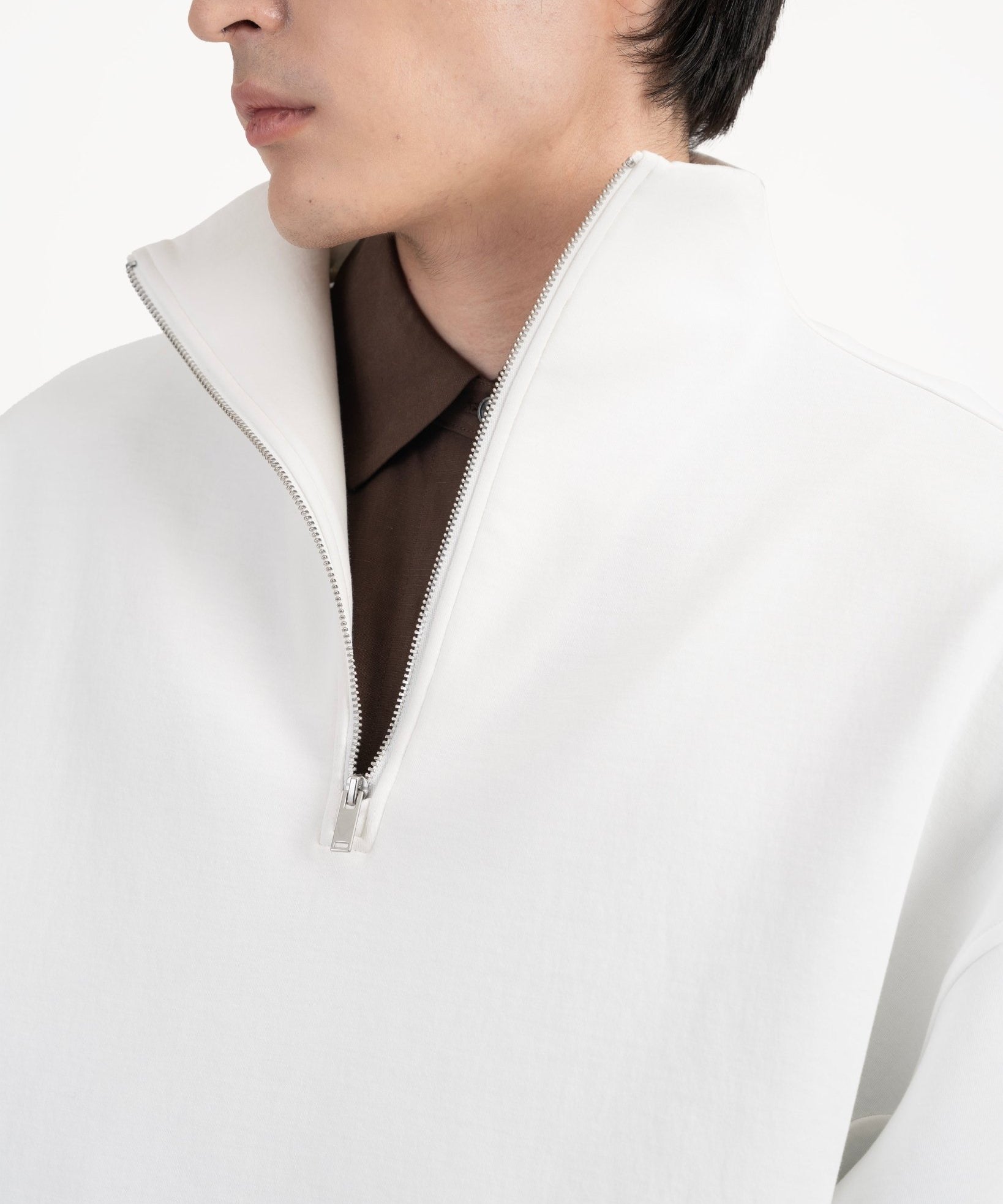 Quarter Zip Pullover - White - G R A Y E