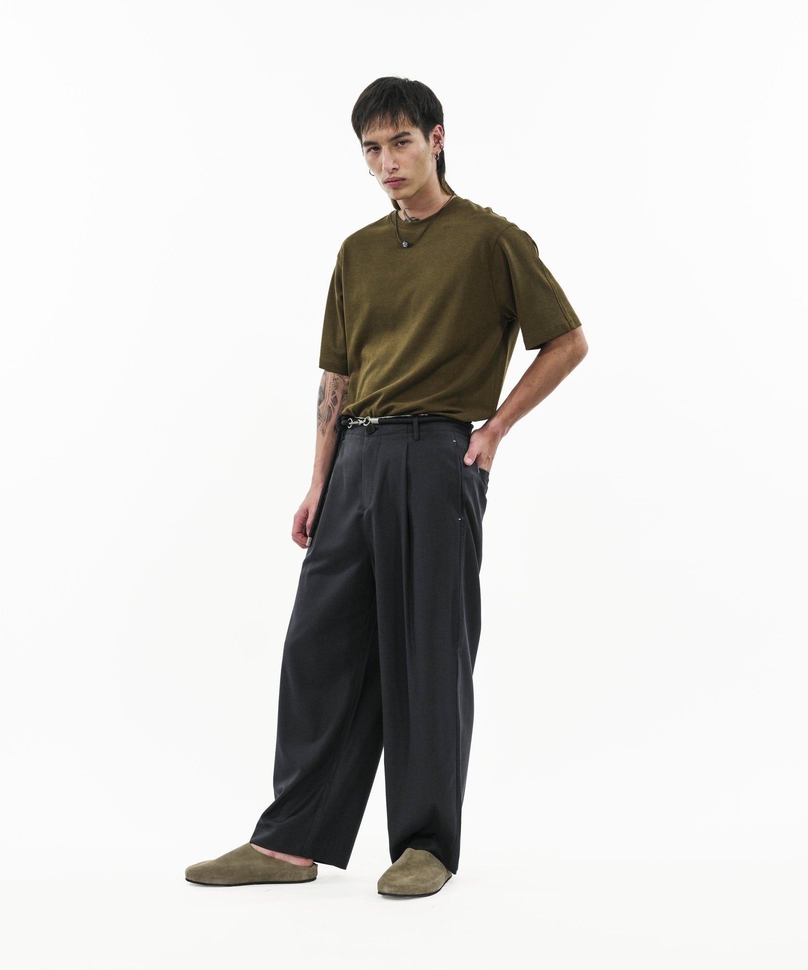 Raw Edge Tailored Pants - Midnight - G R A Y E