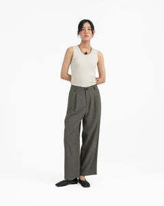 Raw Edged Tailored Pants - Olive Gray - G R A Y E