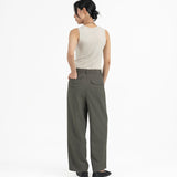 Raw Edged Tailored Pants - Olive Gray - G R A Y E