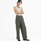 Raw Edged Tailored Pants - Olive Gray - G R A Y E