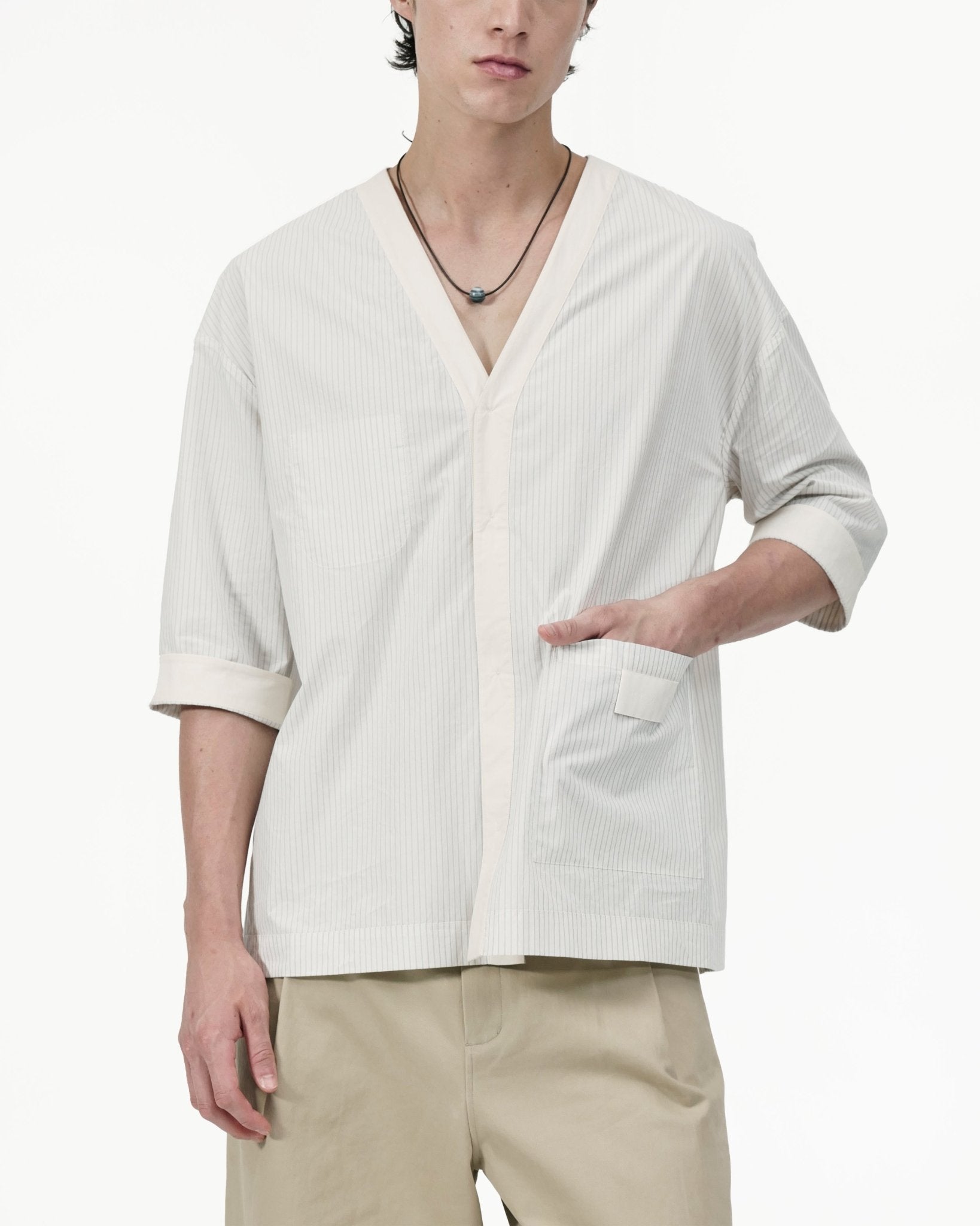 Reversible Kimono Overshirt - G R A Y E