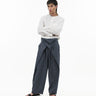 Sash Wrap Trousers - Pinstripe Blue - G R A Y E