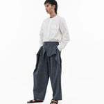 Sash Wrap Trousers - Pinstripe Blue - G R A Y E