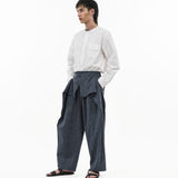 Sash Wrap Trousers - Pinstripe Blue - G R A Y E