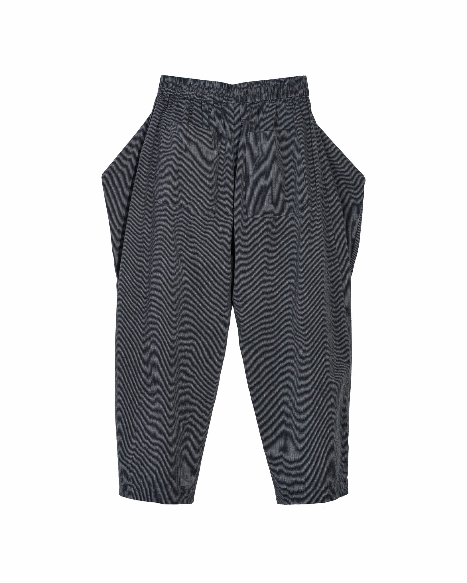 Sash Wrap Trousers - Pinstripe Blue - G R A Y E