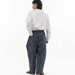Sash Wrap Trousers - Pinstripe Blue - G R A Y E