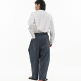 Sash Wrap Trousers - Pinstripe Blue - G R A Y E