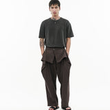 Sash Wrap Trousers - Pinstripe Brown - G R A Y E