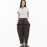 Sash Wrap Trousers - Pinstripe Brown - G R A Y E