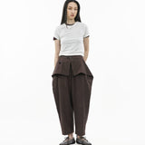 Sash Wrap Trousers - Pinstripe Brown - G R A Y E