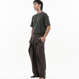 Sash Wrap Trousers - Pinstripe Brown - G R A Y E