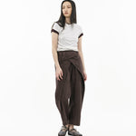 Sash Wrap Trousers - Pinstripe Brown - G R A Y E