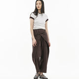 Sash Wrap Trousers - Pinstripe Brown - G R A Y E