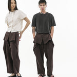 Sash Wrap Trousers - Pinstripe Brown - G R A Y E