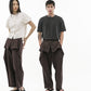 Sash Wrap Trousers - Pinstripe Brown - G R A Y E