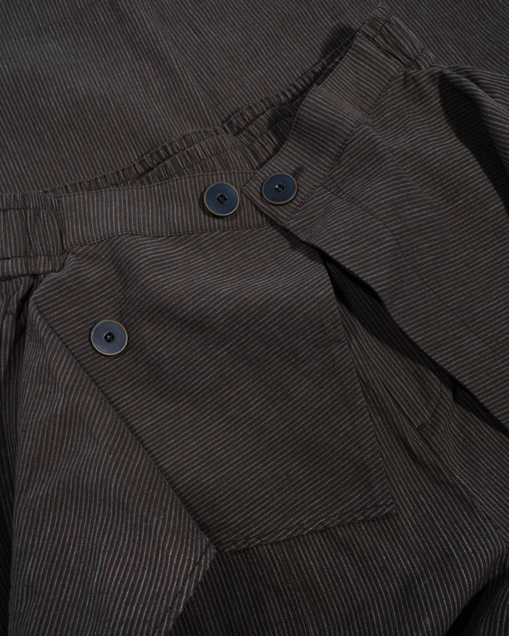 Sash Wrap Trousers - Pinstripe Brown - G R A Y E