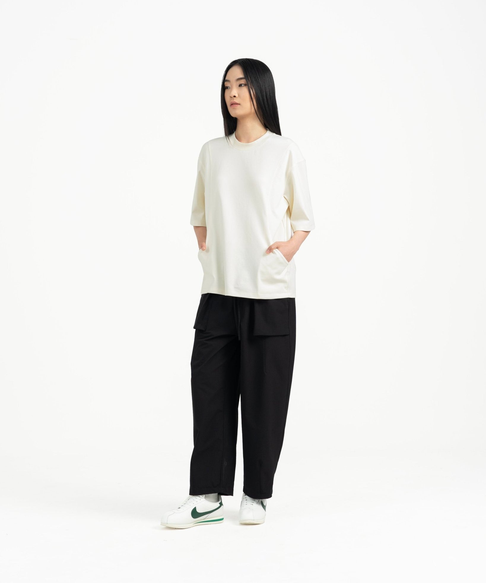 Seamline Crewneck Tee - Cream - G R A Y E