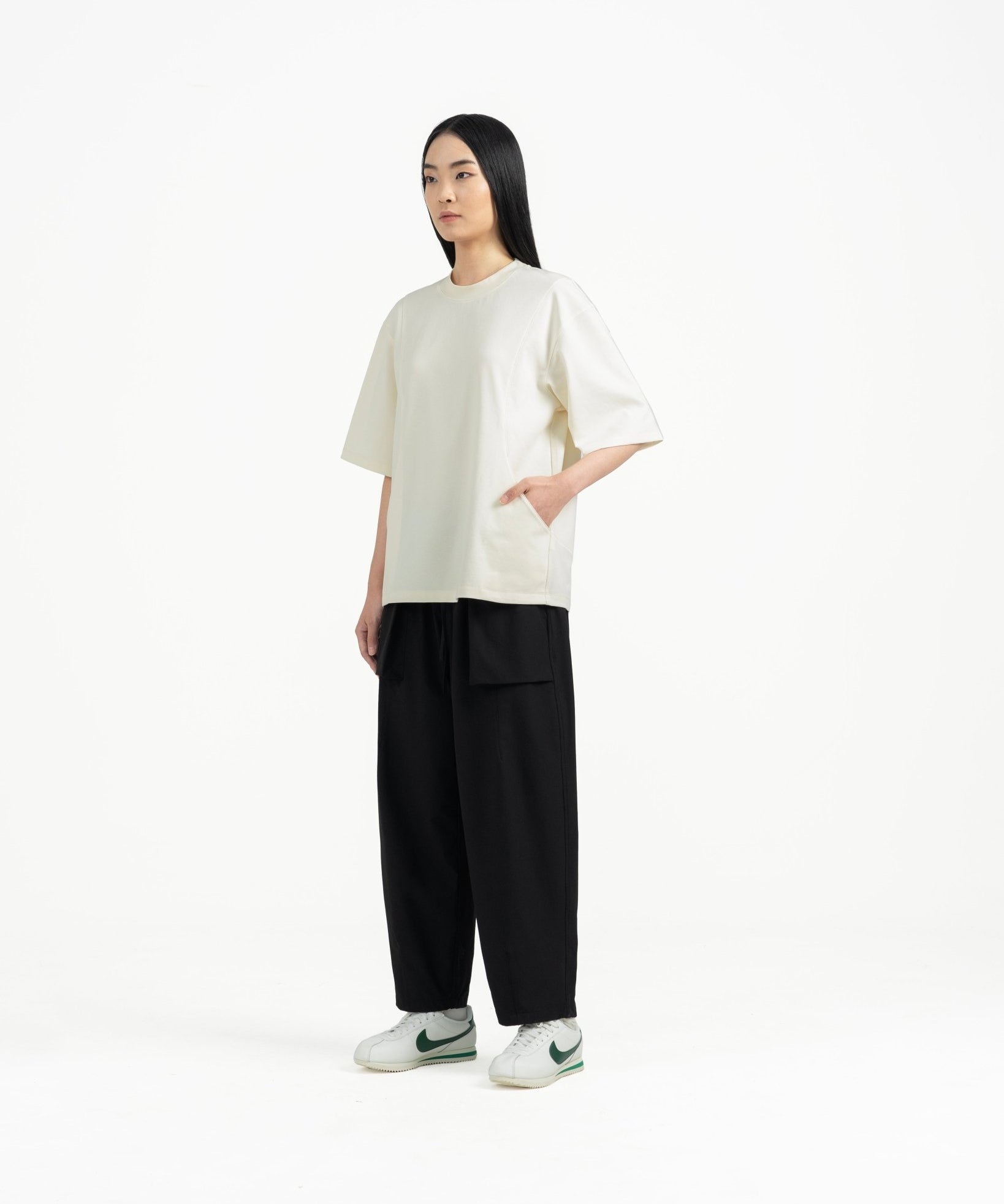 Seamline Crewneck Tee - Cream - G R A Y E