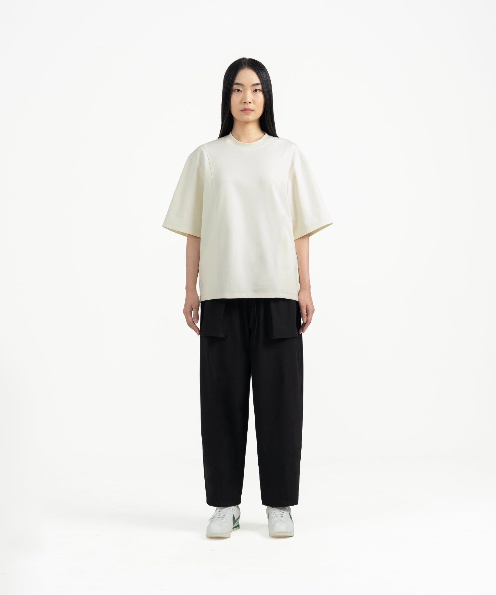 Seamline Crewneck Tee - Cream - G R A Y E