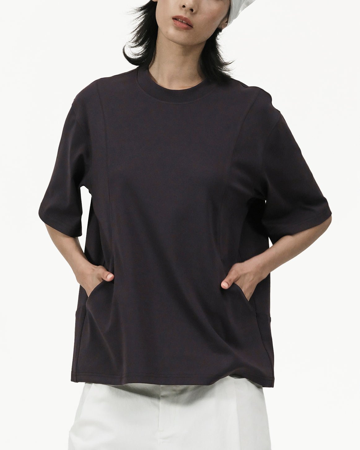 Seamline Crewneck Tee - Dusk Plum - G R A Y E