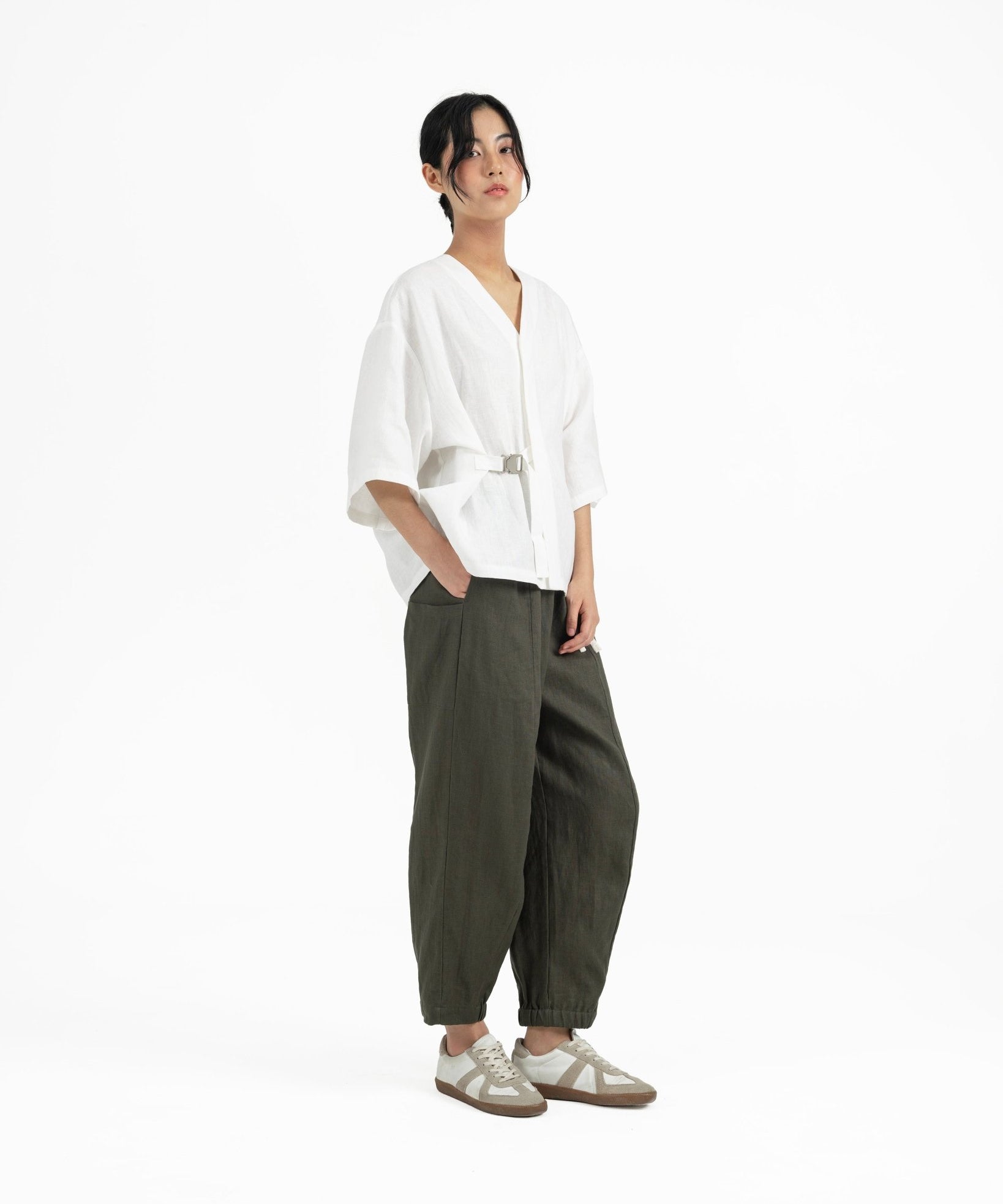 Shōto Baseball Collar Top 2.0 - Pure White - G R A Y E
