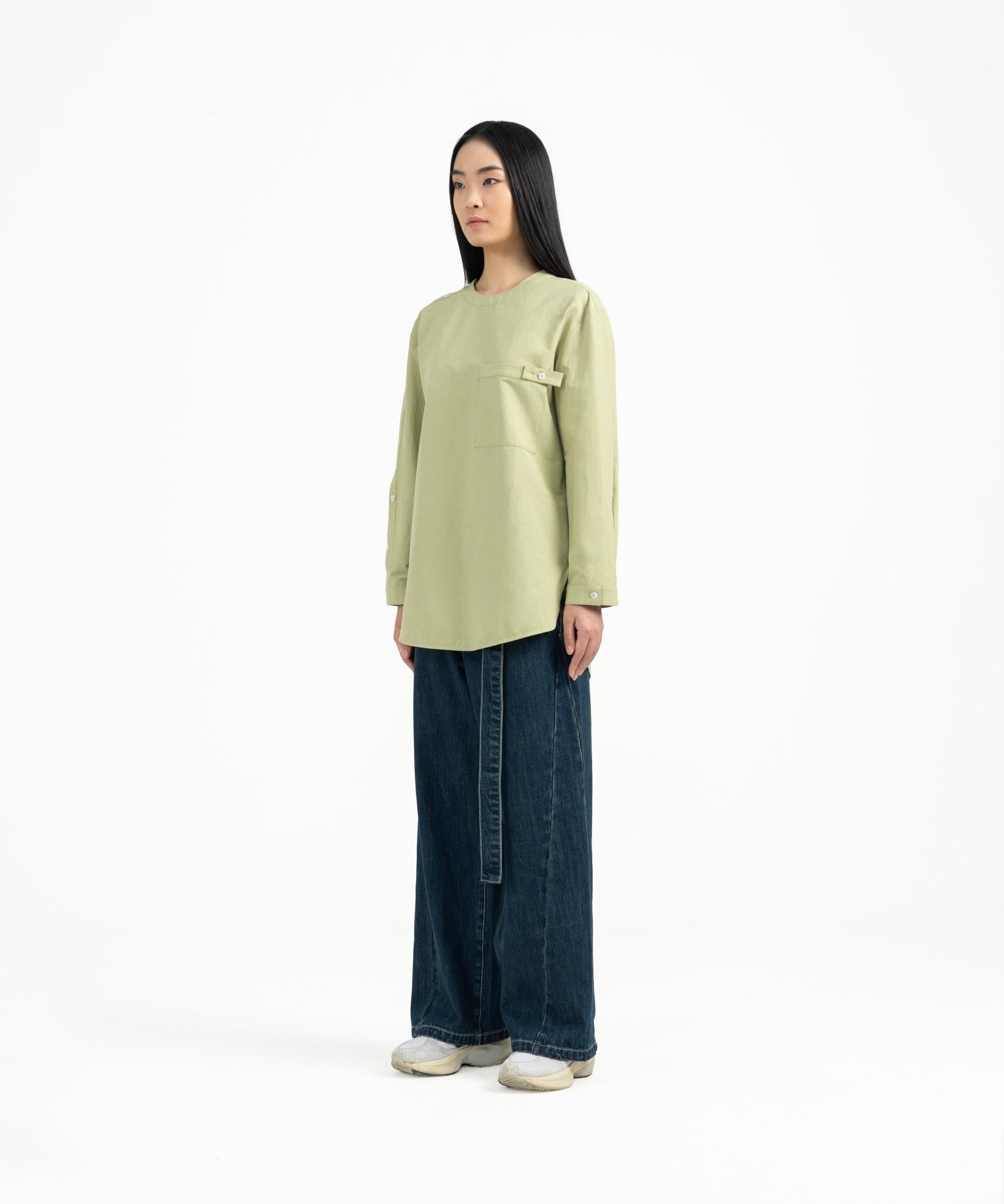 Sleeve Placket Shirt - Avocado - G R A Y E