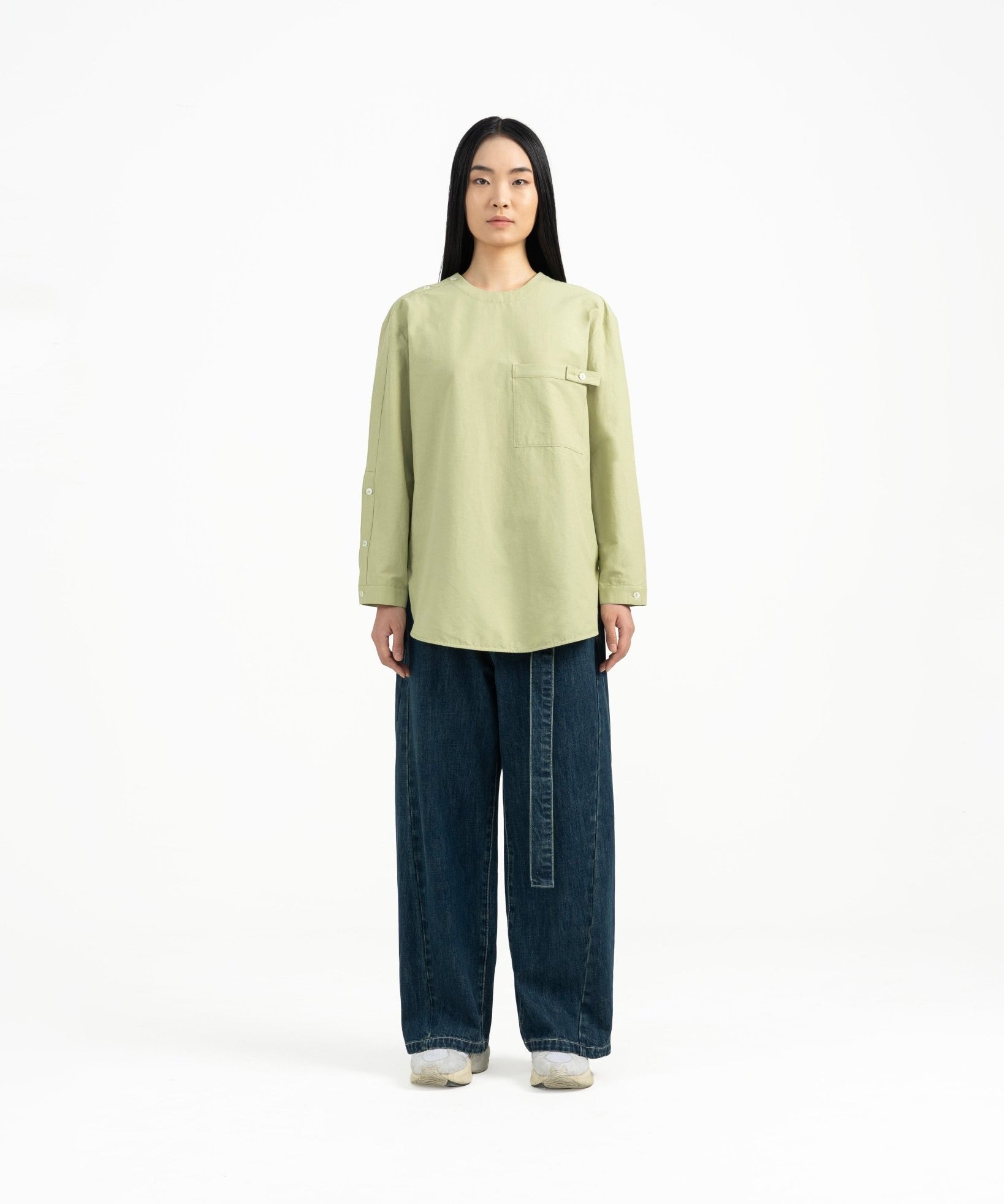 Sleeve Placket Shirt - Avocado - G R A Y E