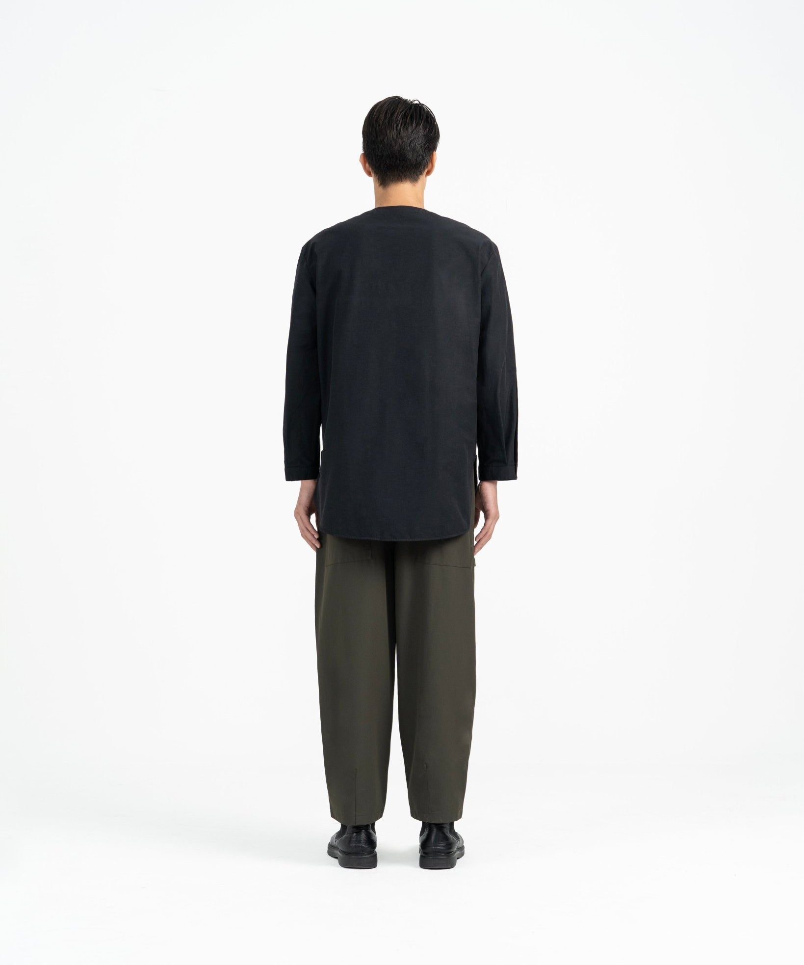 Sleeve Placket Shirt - Black - G R A Y E