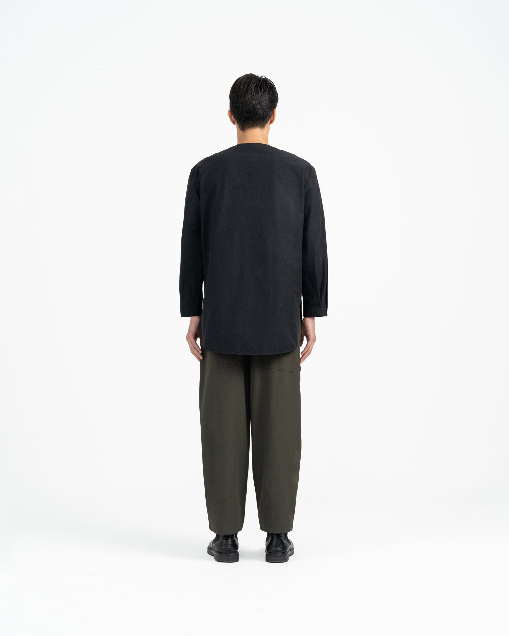 Sleeve Placket Shirt - Black - G R A Y E