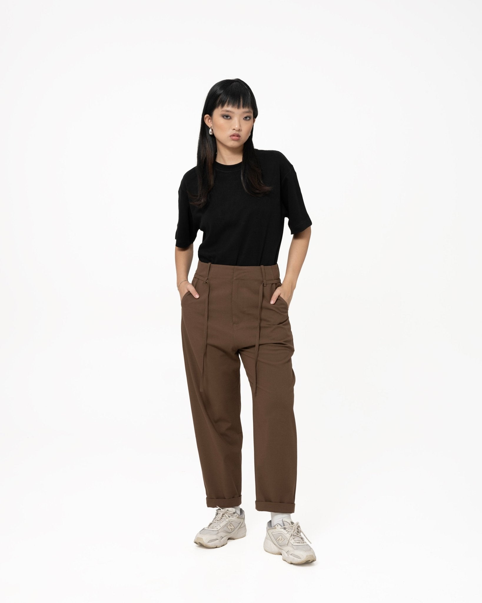 Tailored Dropped Crotch Pants - Copper Brown - G R A Y E