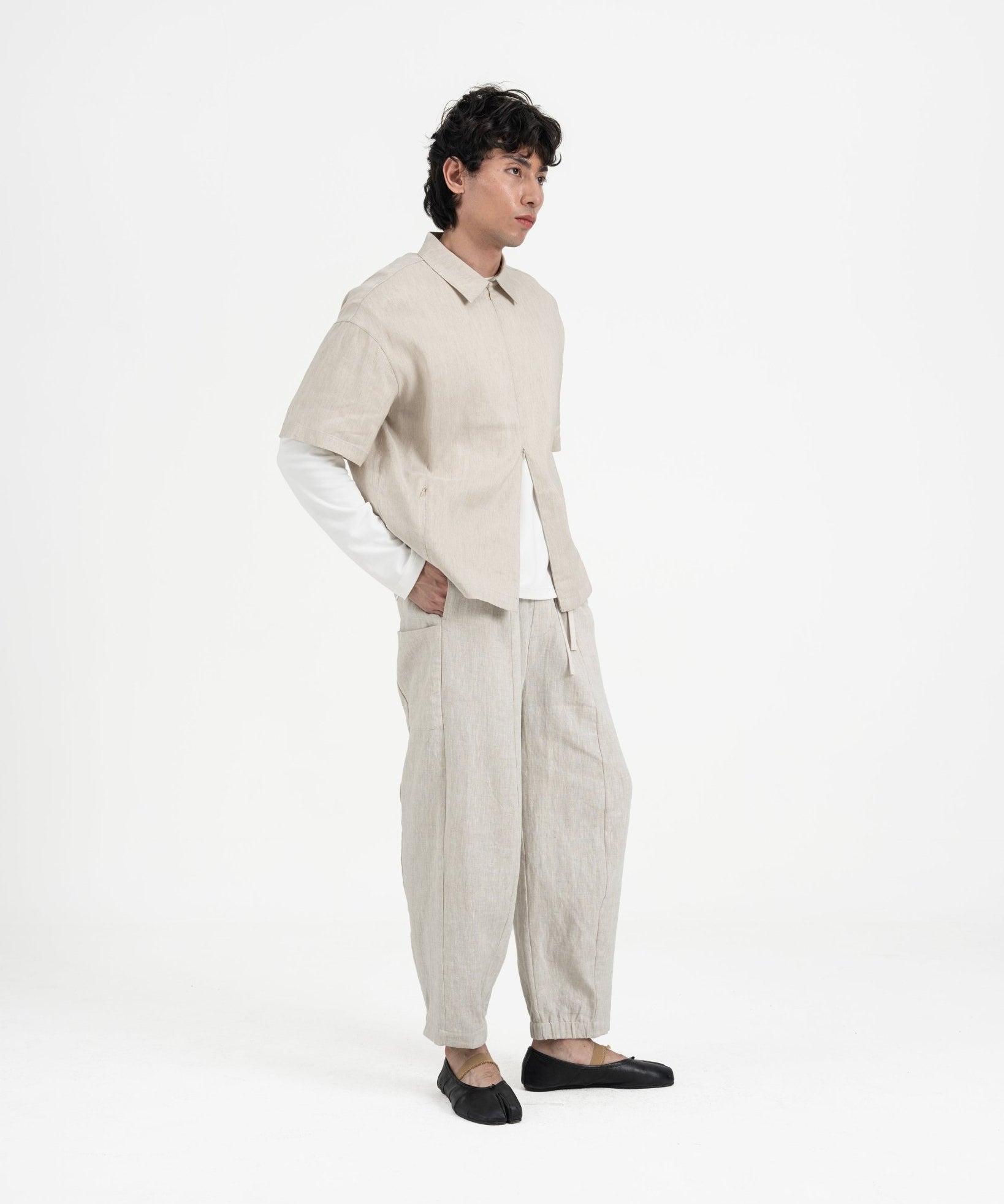 Technical Linen Shirt - Natural - G R A Y E