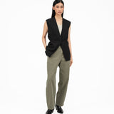 Tie - Back Wool Vest - G R A Y E