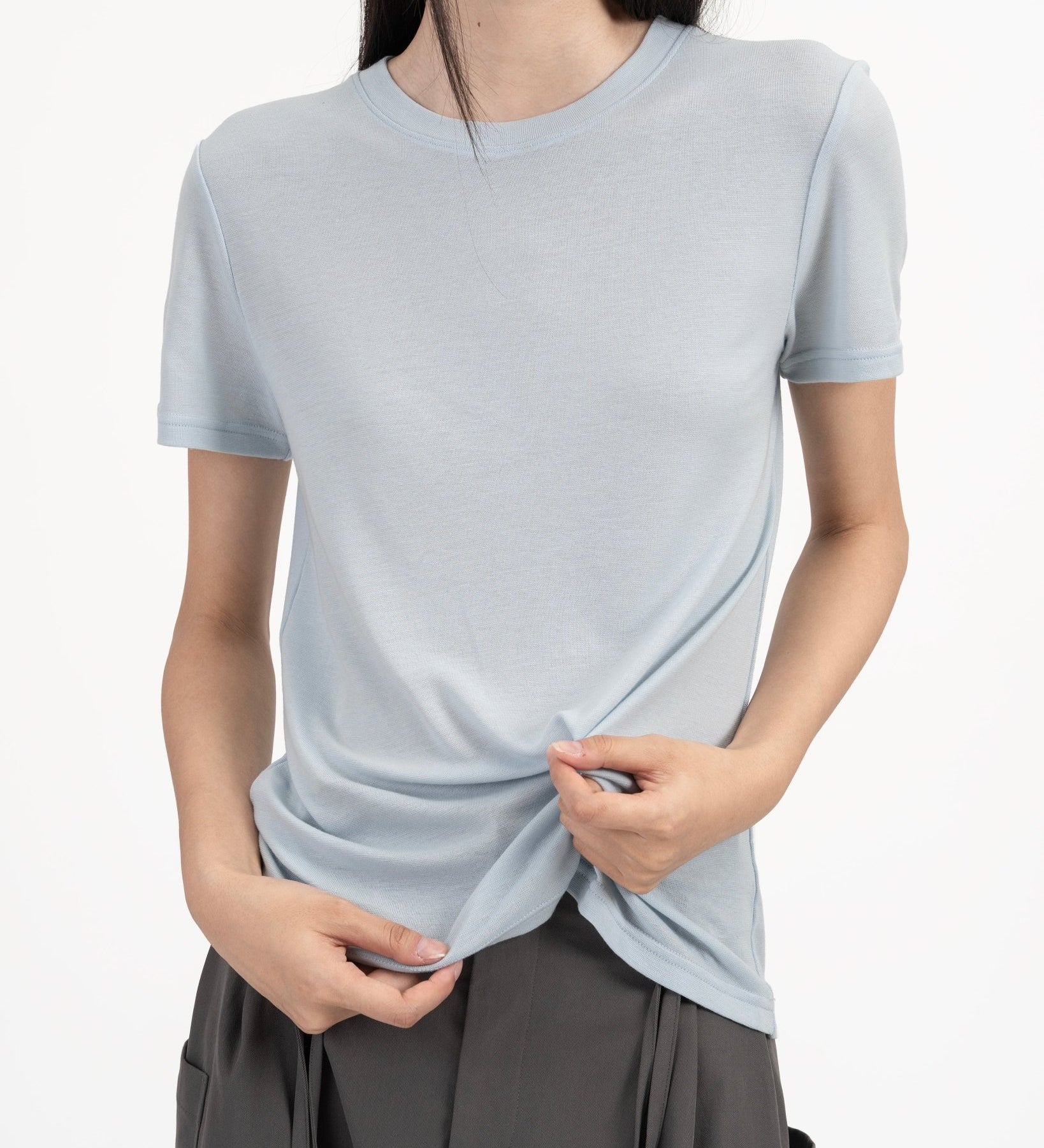 Ultra - Soft Wool Tee - Powder Blue - G R A Y E