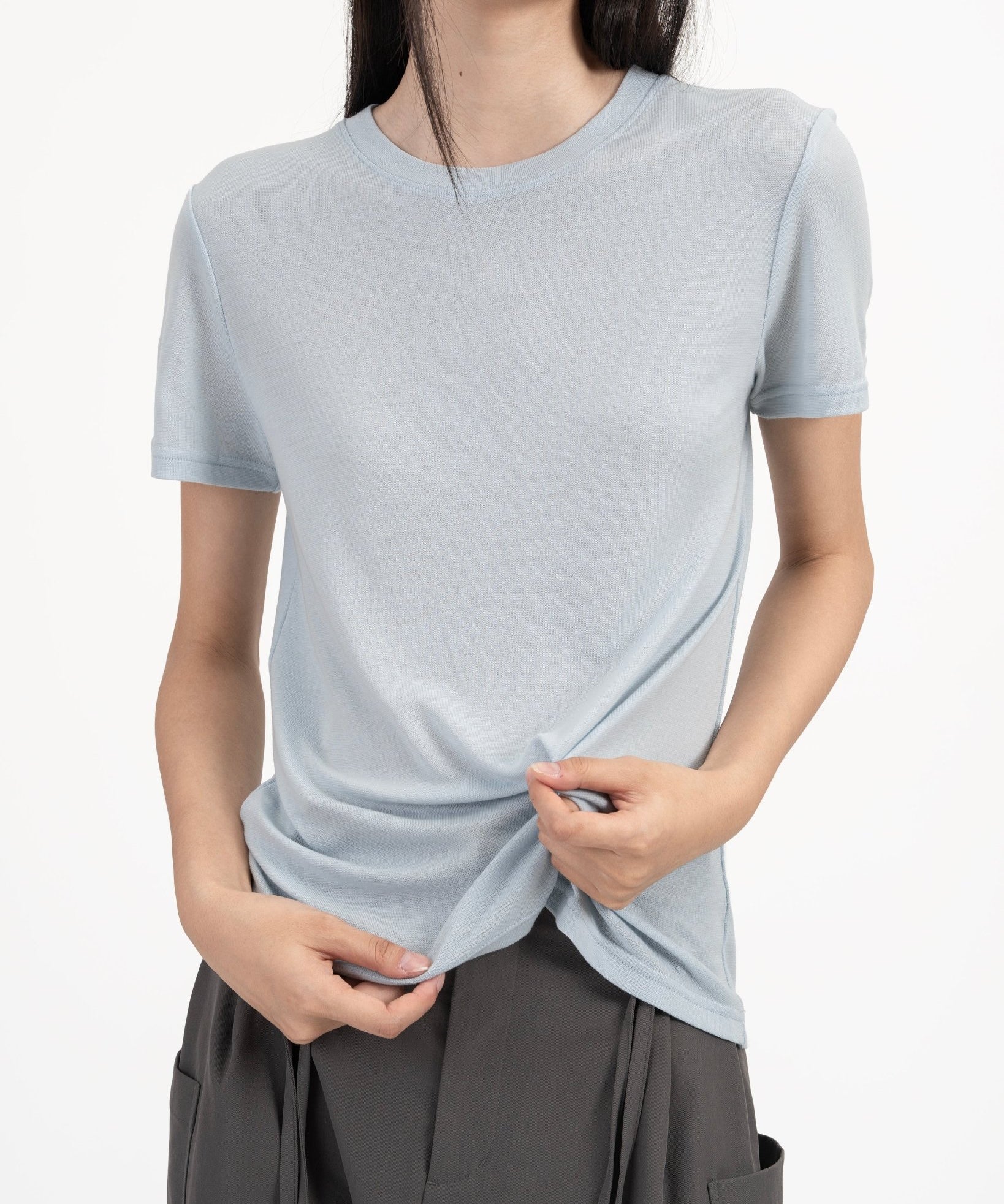 Ultra - Soft Wool Tee - Powder Blue - G R A Y E