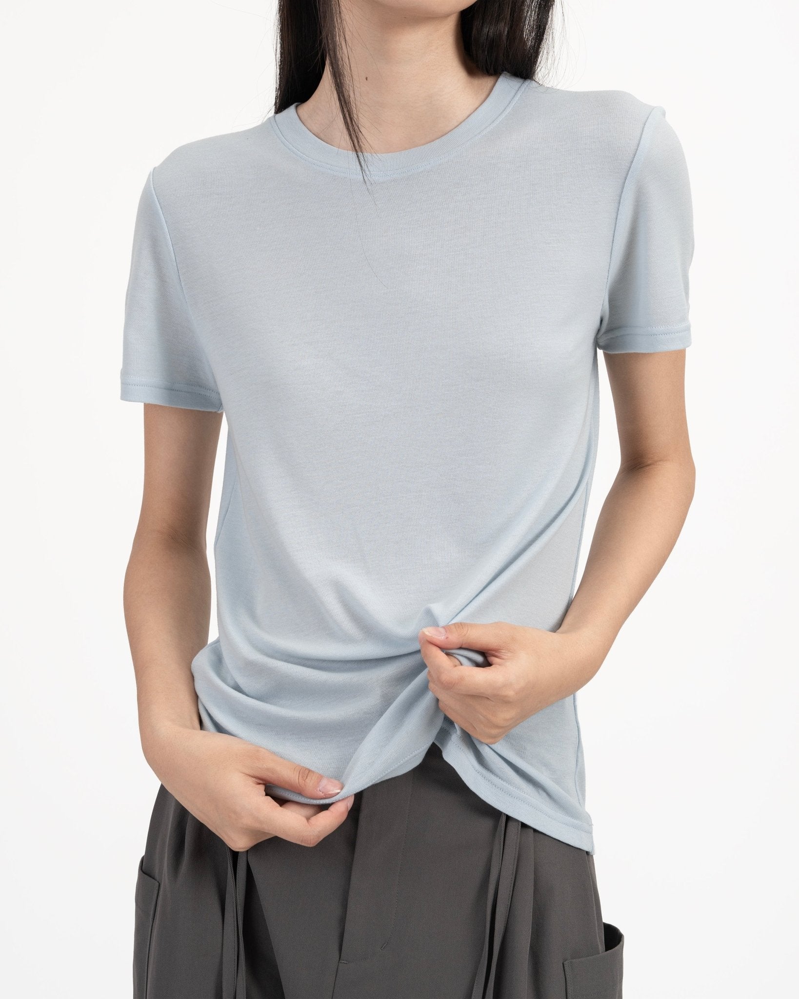 Ultra - Soft Wool Tee - Powder Blue - G R A Y E