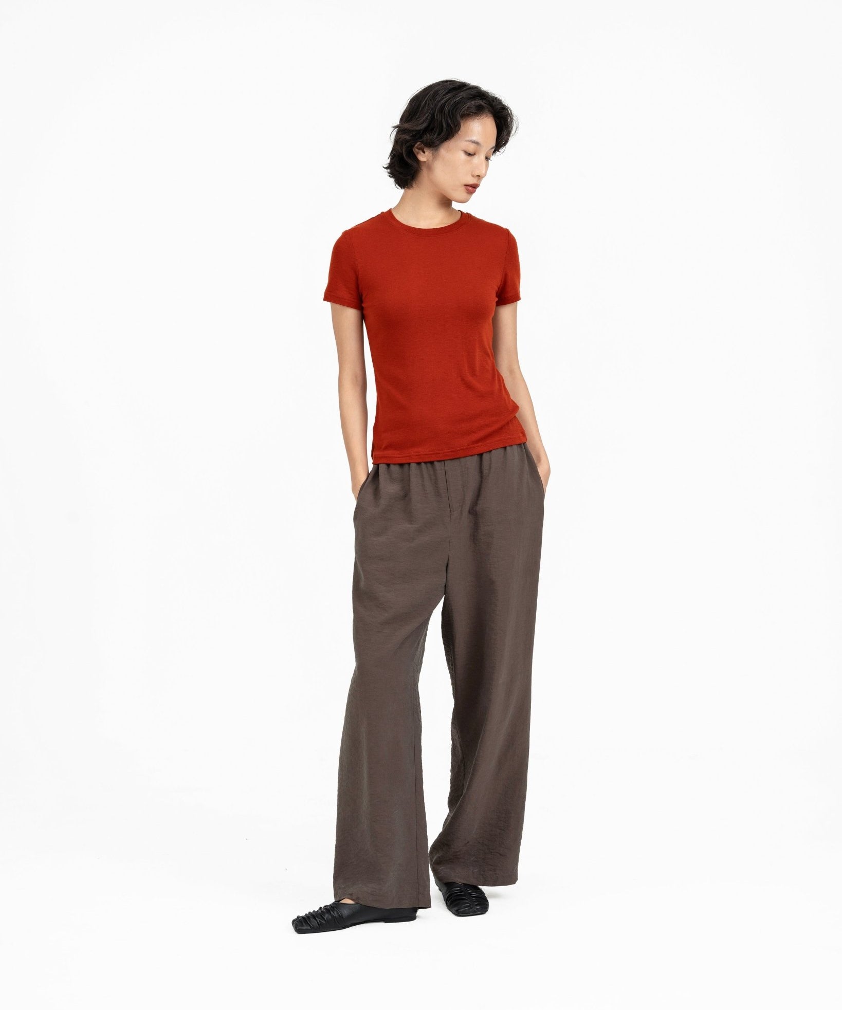 Ultra - Soft Wool Tee - Scarlet - G R A Y E