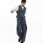 V - Neck Overlay Vest - Pinstripe Blue - G R A Y E