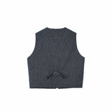 V - Neck Overlay Vest - Pinstripe Blue - G R A Y E