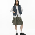 V - Neck Overlay Vest - Pinstripe Blue - G R A Y E